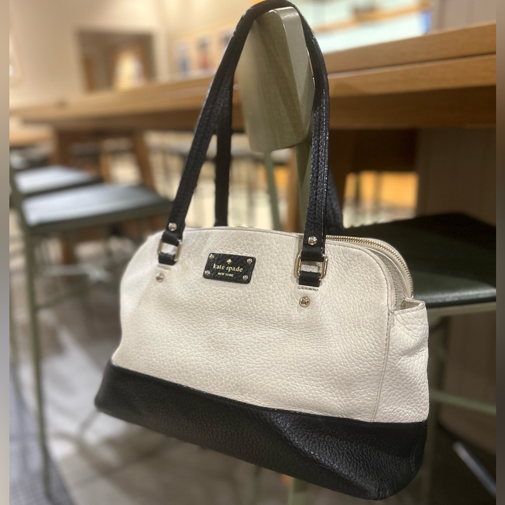 Kate Spade ♠️ Leather Navy and White Satchel